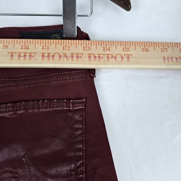 AG Adriano Goldschmied The Farrah Skinny Ankle Burgundy Coated Jeans Size 27R - Picture 9 of 11